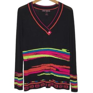 Elena Wang Neon Retro Pattern Sweater Size Medium